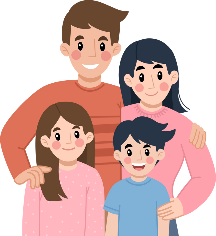 Happy Family Portrait Illustration